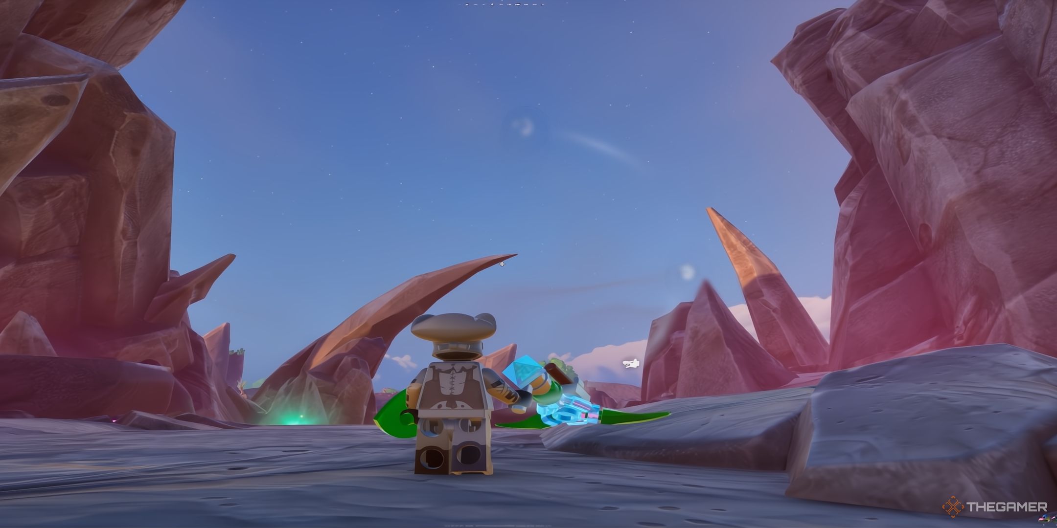 Clear Skies around the Storm Dungeon upon completion in Lego Fortnite Odyssey.