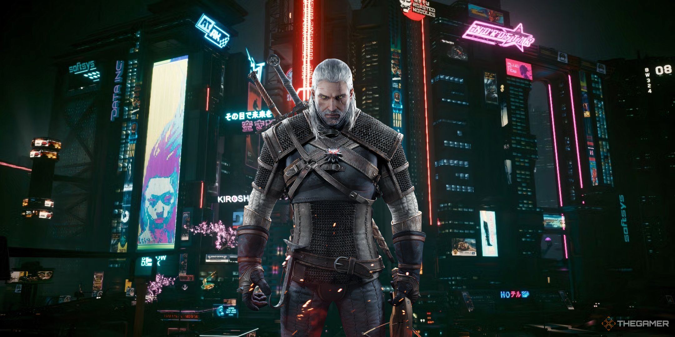 傑洛特可能在《巫師 3》的穿越時空任務中參觀過《Cyberpunk 2077》的夜之城