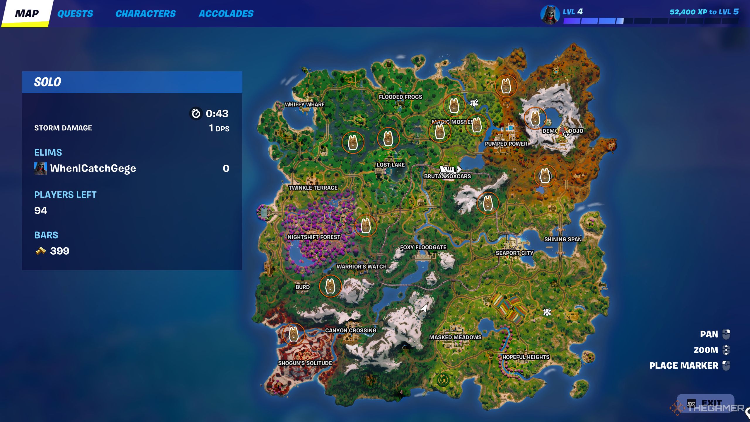 All of Sprite Shrine locations marked on the map in Fortnite. 