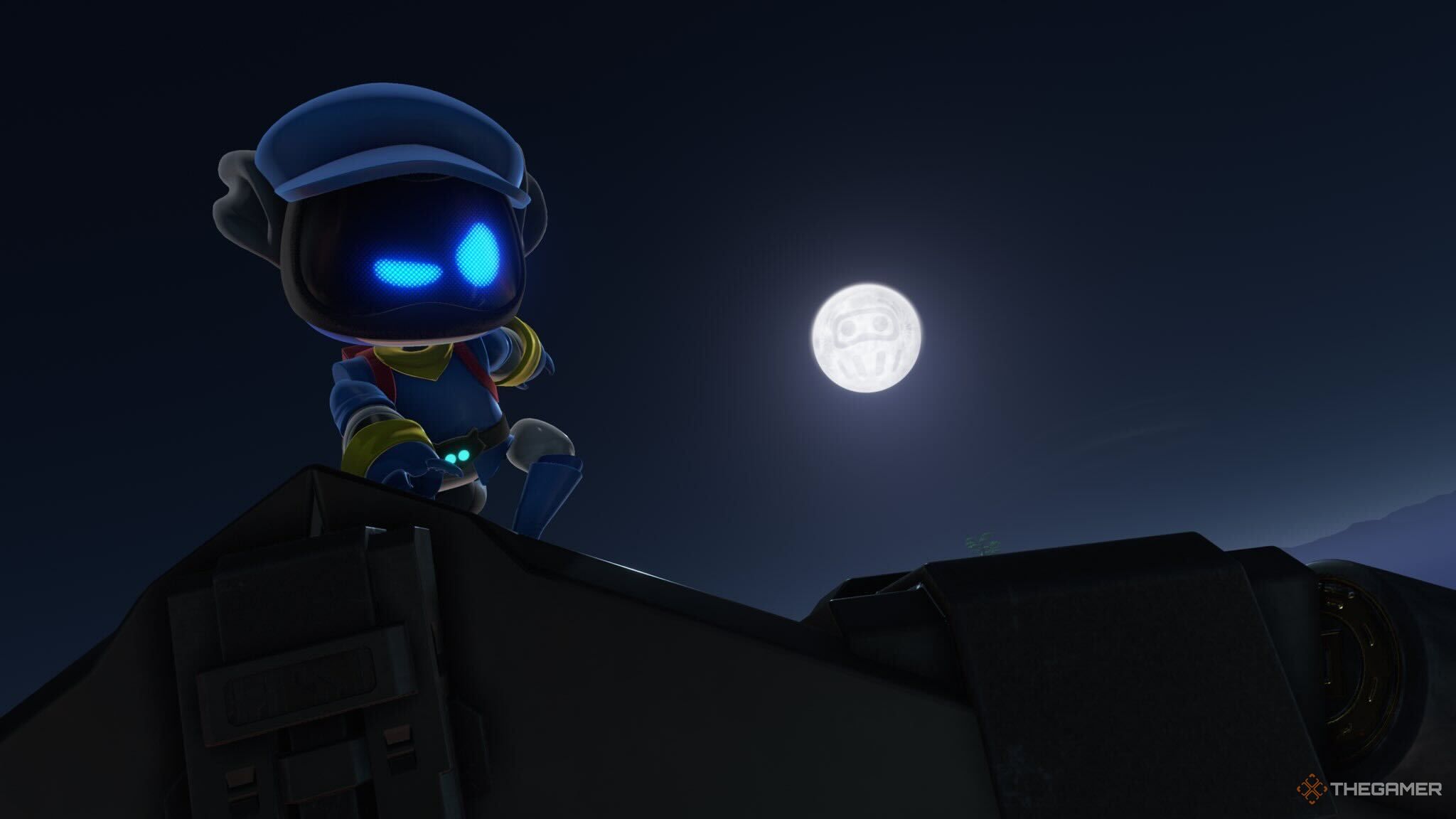 Astro Bot dressed as Sly Cooper.