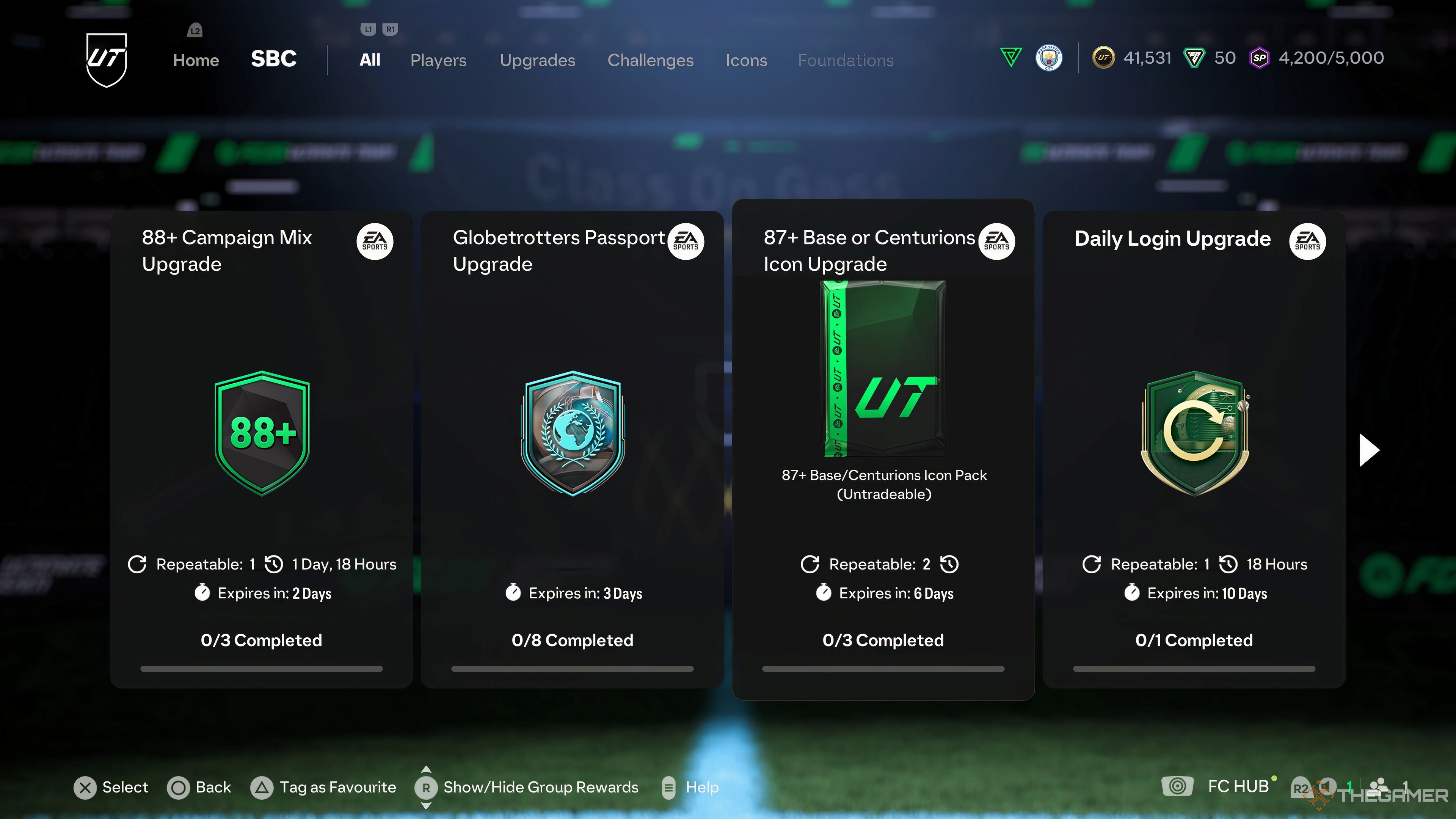 تصویری از منوی SBC در EA Sports FC 25. 