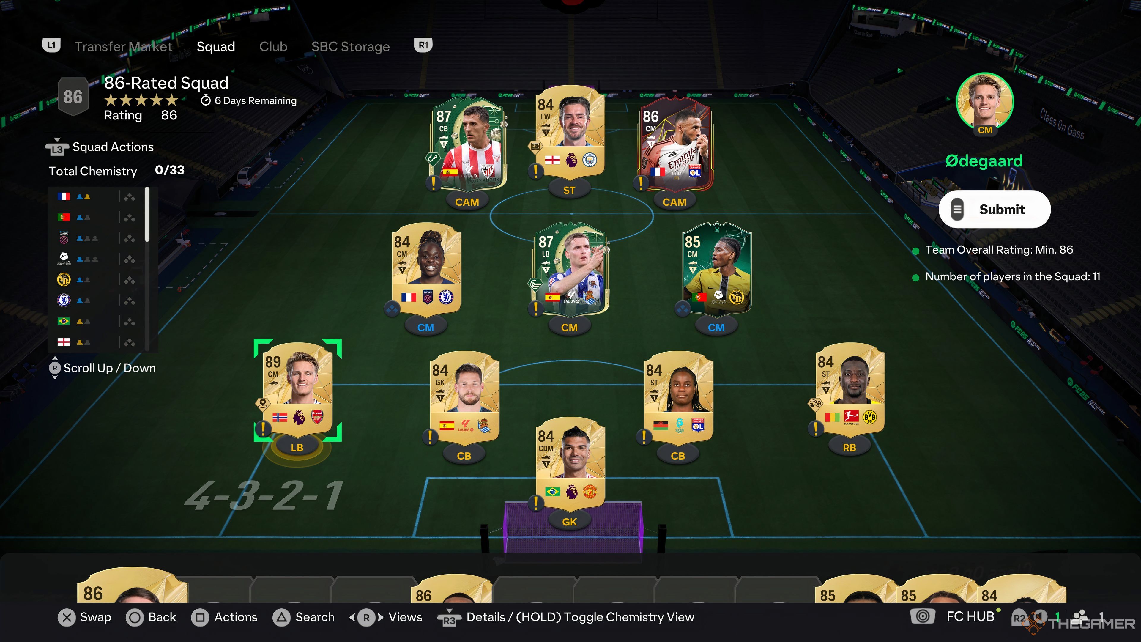 اسکرین شات از راه حل تیم با رتبه 86 در EA Sports FC 25. 