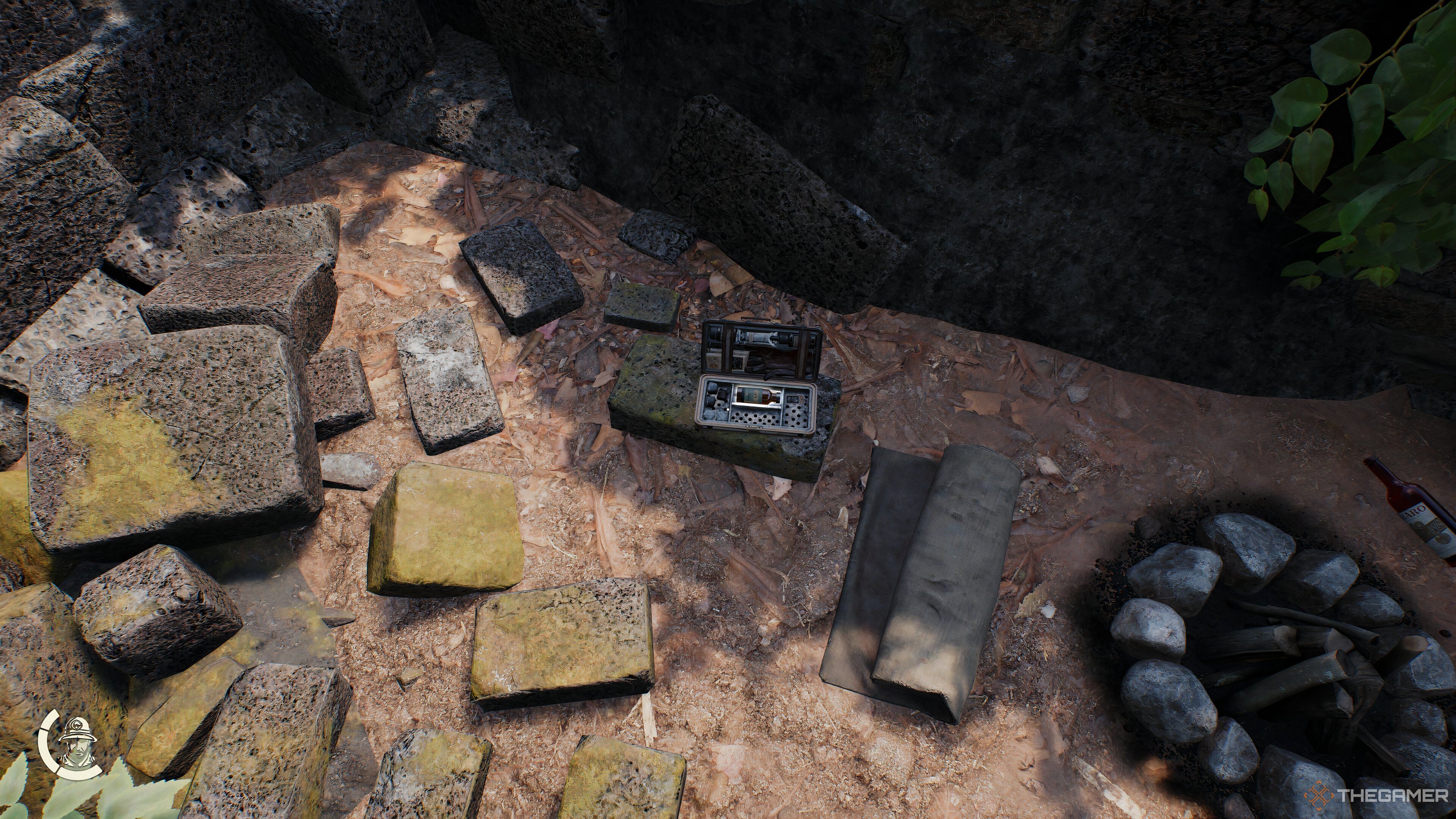 A Medicine Bottle collectible on the floor in Indiana Jones and the Great Circle.