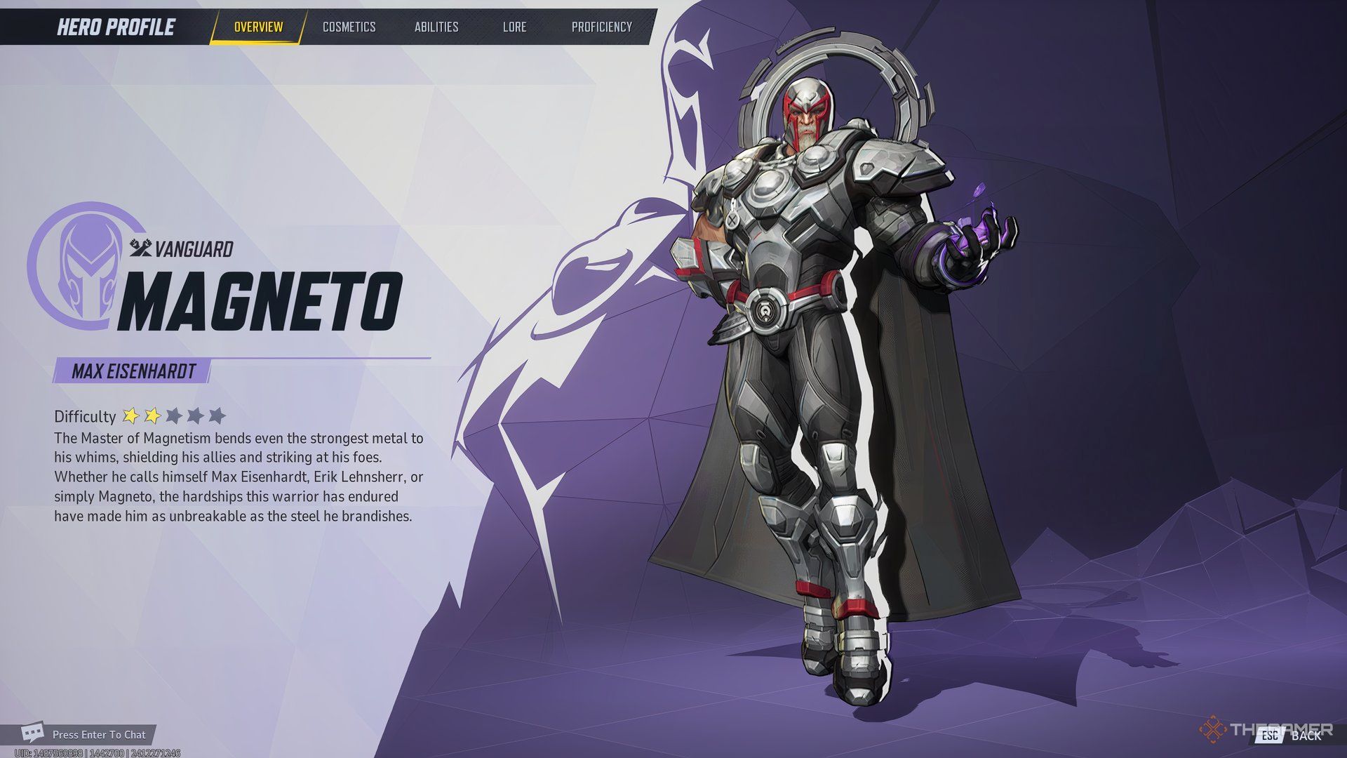 Magneto display in Marvel Rivals.