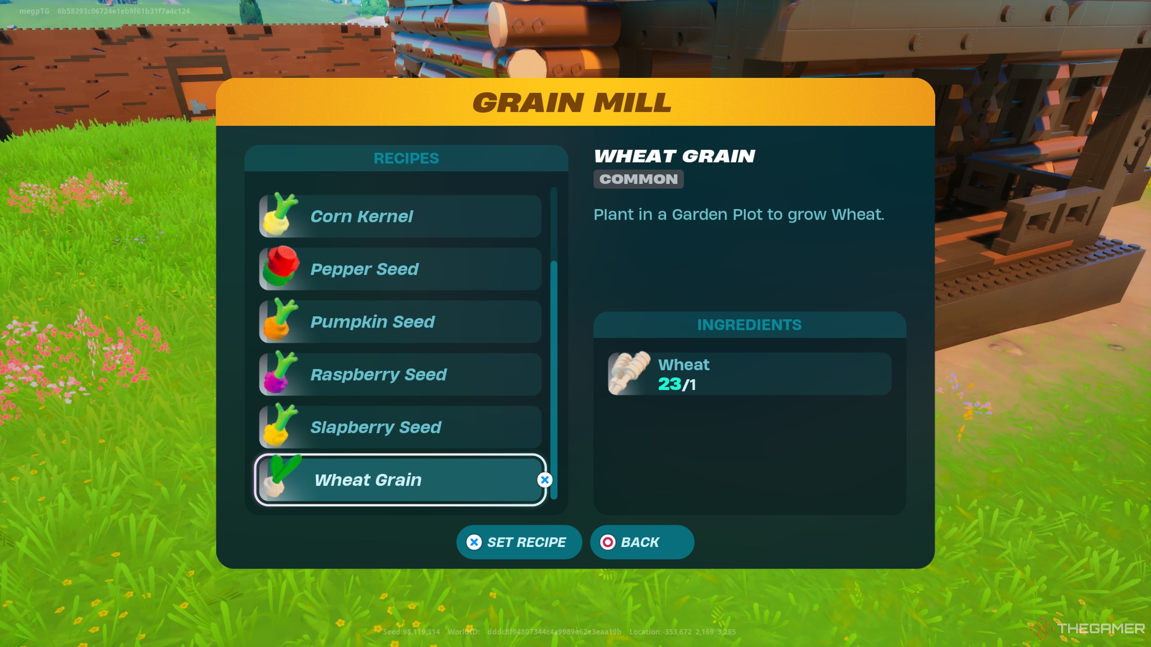 Making Wheat Grain in Lego Fortnite Odyssey.