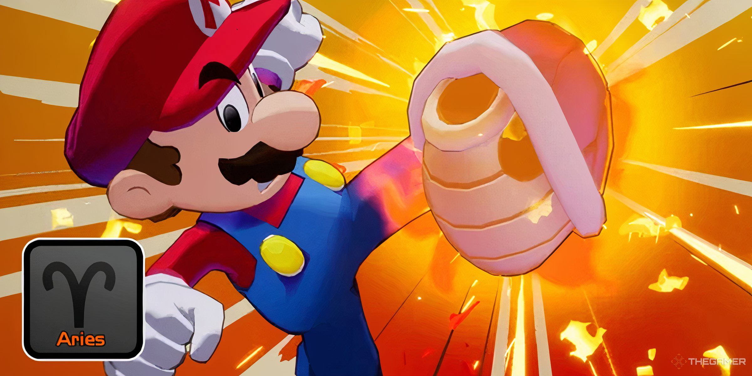 ماریو با استفاده از The Red Shell Bros. Attack در Mario & Luigi: Brothership, With The Aries Star Sign.