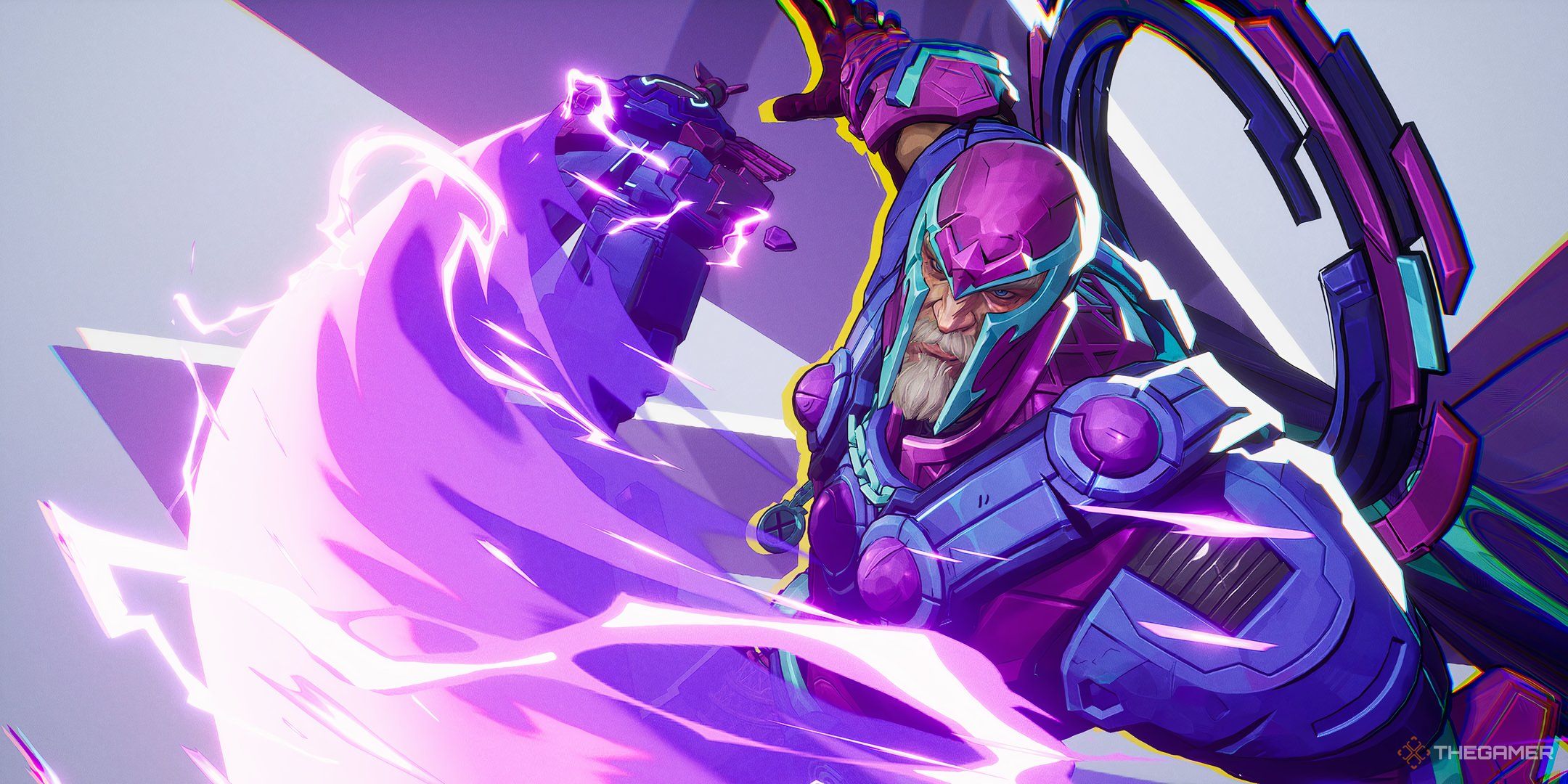 Magneto showing his MVP pose with the Will of Galacta skin in Marvel Rivals.