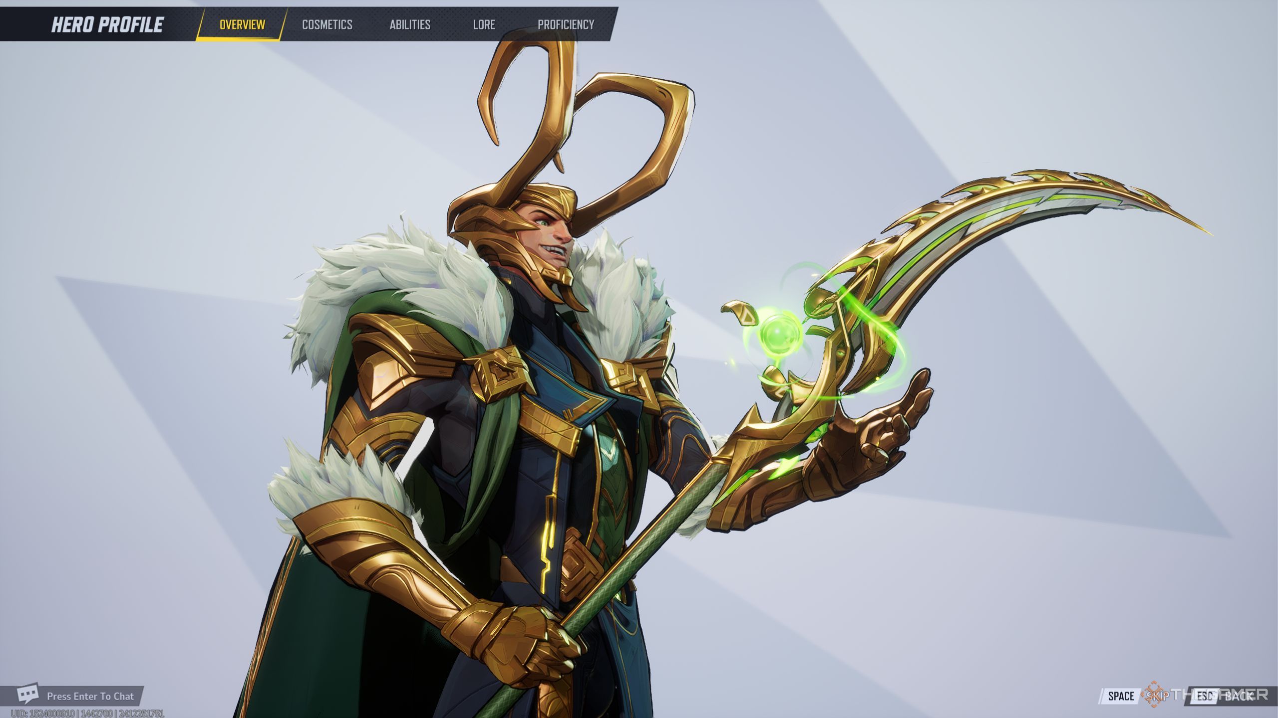 Marvel Rivals Loki starting animation in menu.