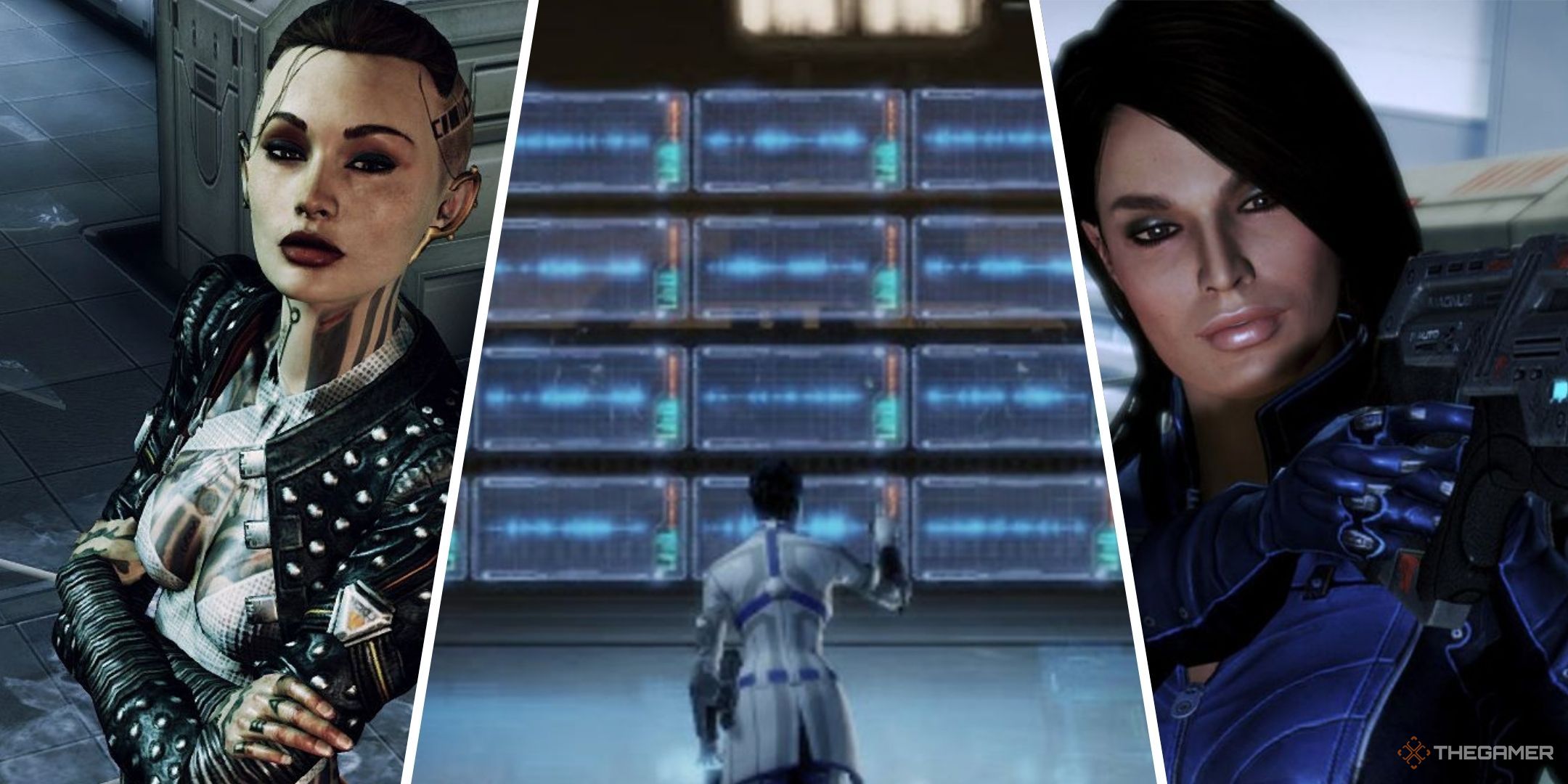 Mass Effect Character Who Have Changed Featured Image containing screenshots of Jack, Liara, and Ashley.