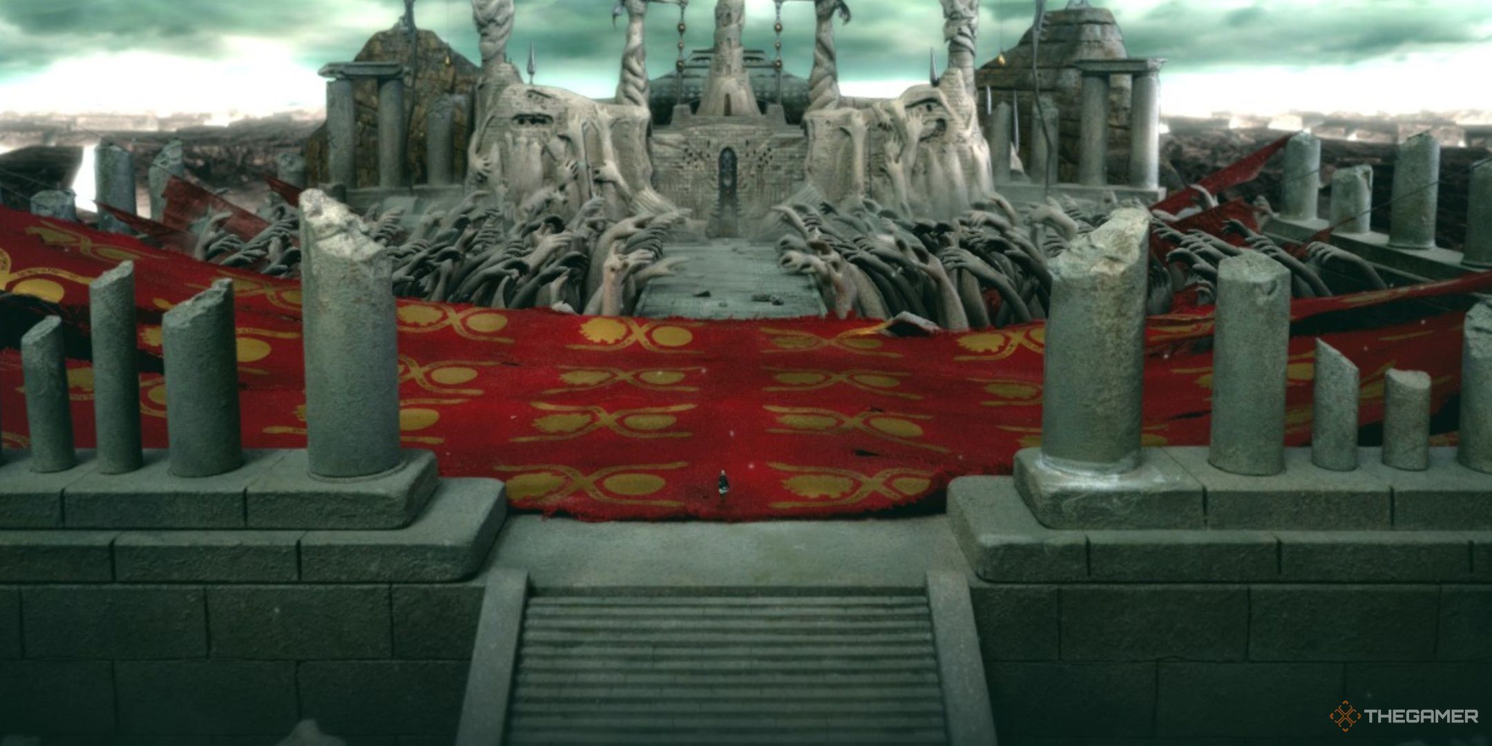 A wide view of the outside of the god realm in fantasian neo dimension.