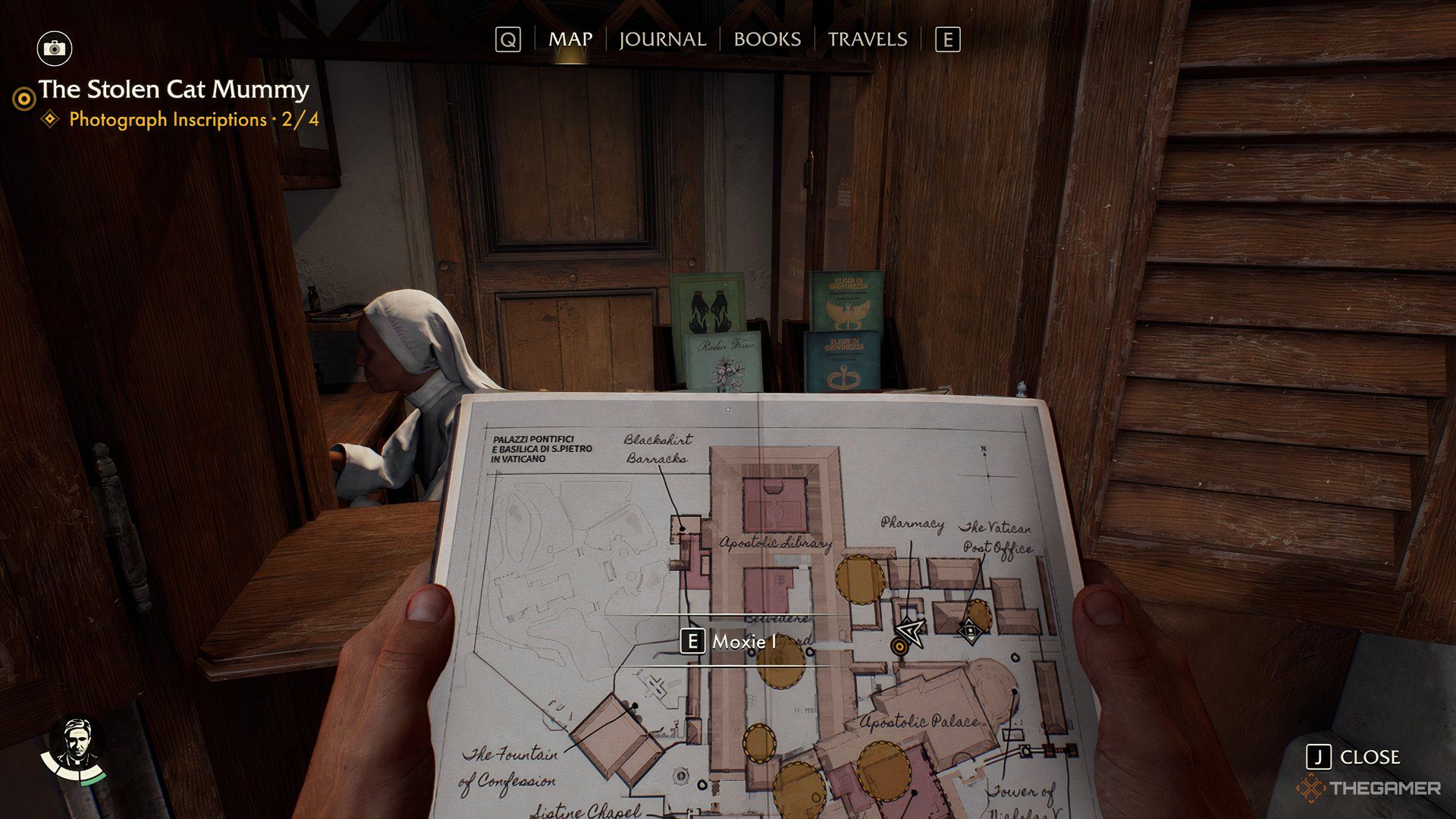 Indy holding a map in front of Sister Valeria in Indiana Jones And The Great Circle.