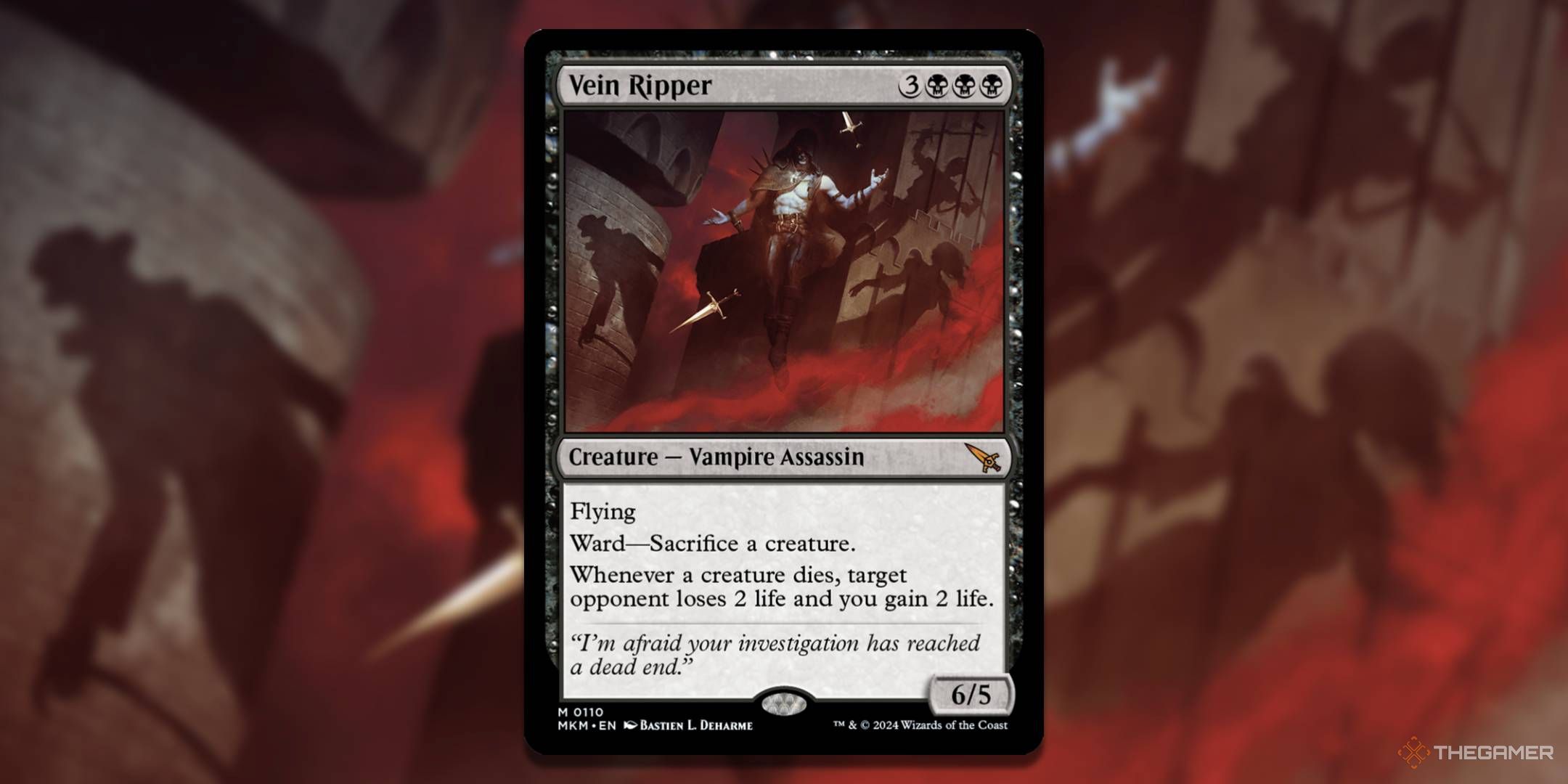 MTG Vein Ripper card with the art in the background.