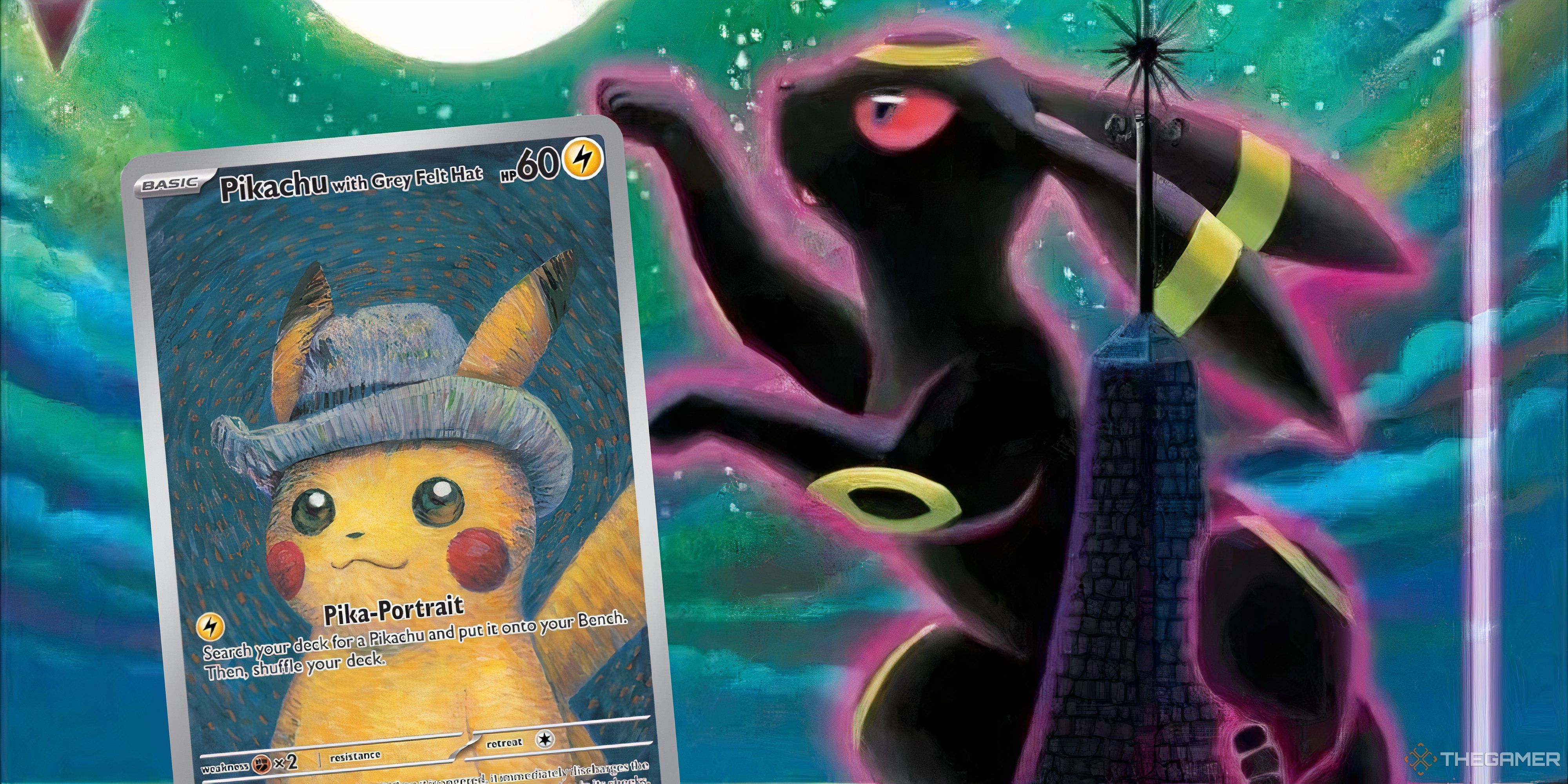 pokemon grey felt hat card on umbreon vmax alternative art card's artwork.