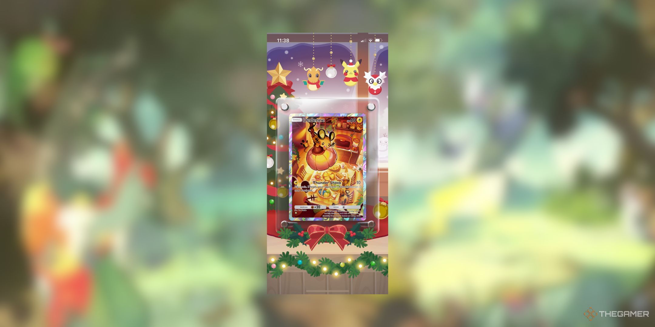 Pokemon Pocket Winter Holiday Frame Display Board with Dedenne card.