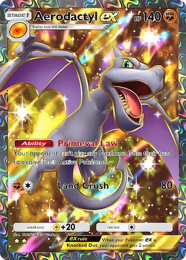 Aerodactyl ex Full Art version from the Pokemon TCG Pocket Mythical Island collection.