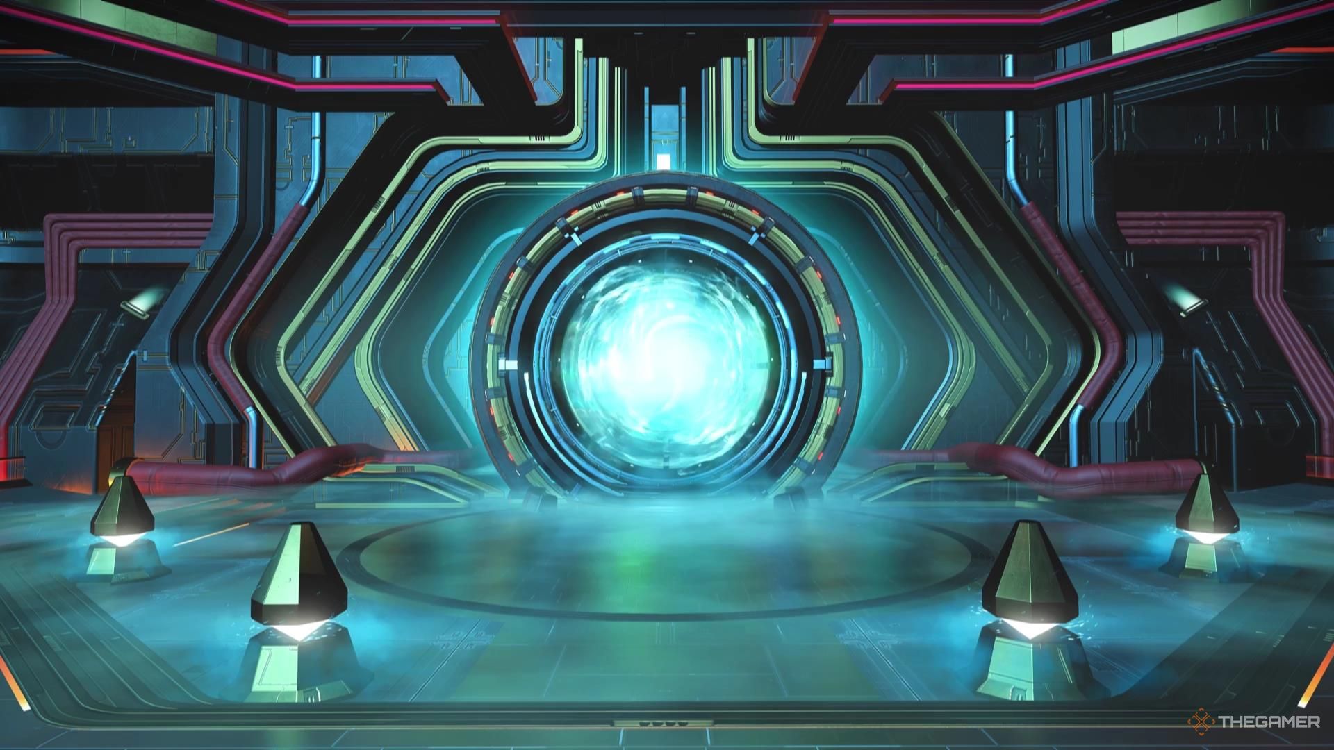 A portal sits in the Anomaly in No Man's Sky, through which lies infinite possibilities.