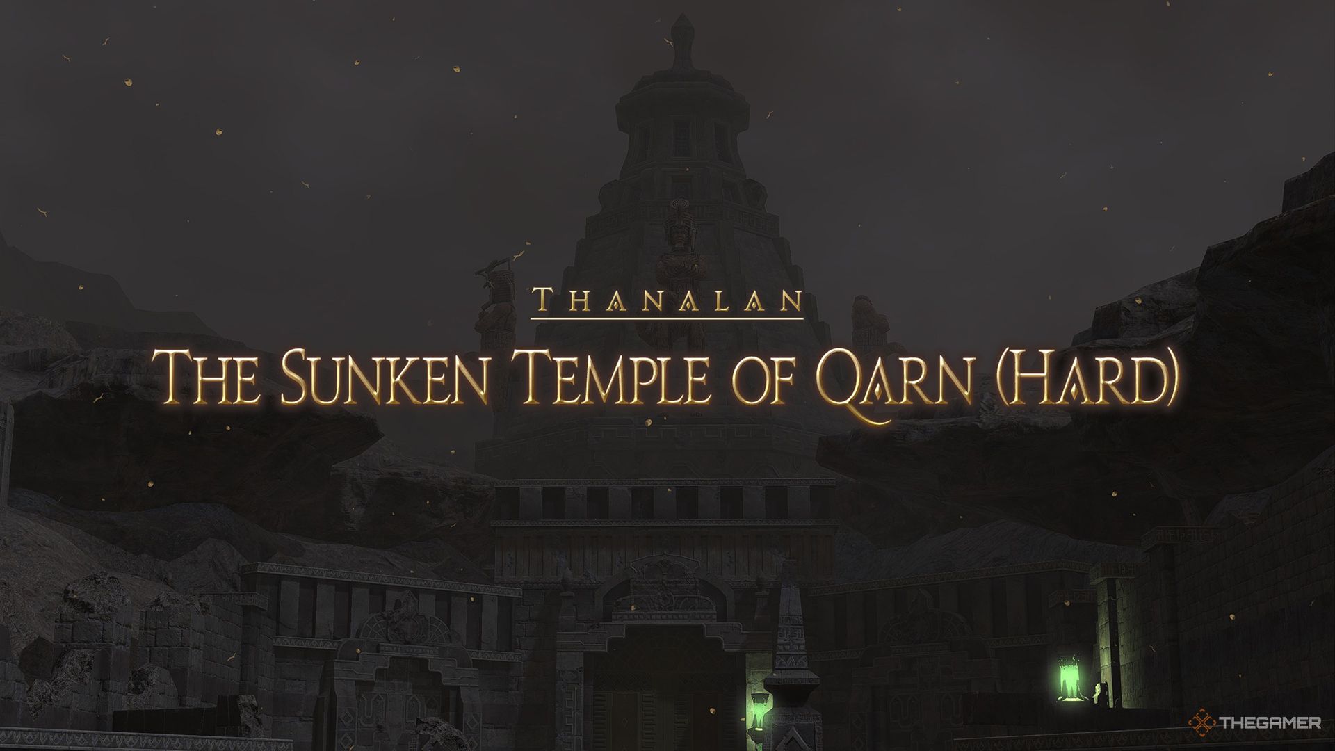 The intro cutscene to the Sunken Temple of Qarn (Hard) dungeon.