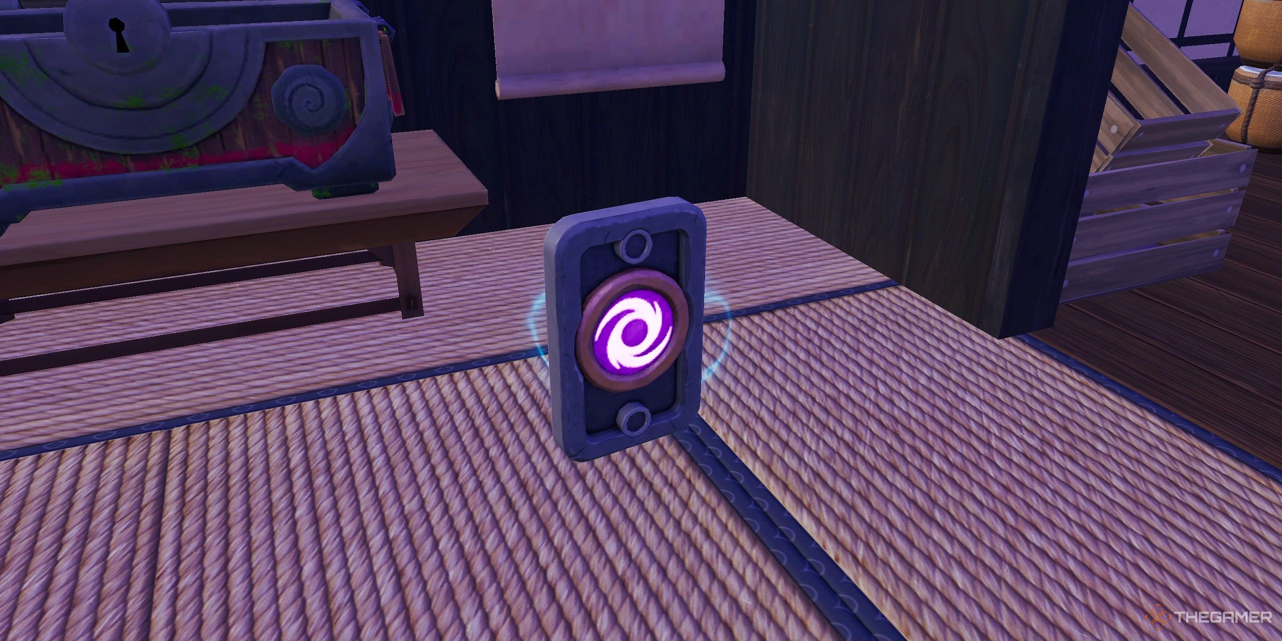 The Void Boon on the ground near the elemental chest in Fortnite. 