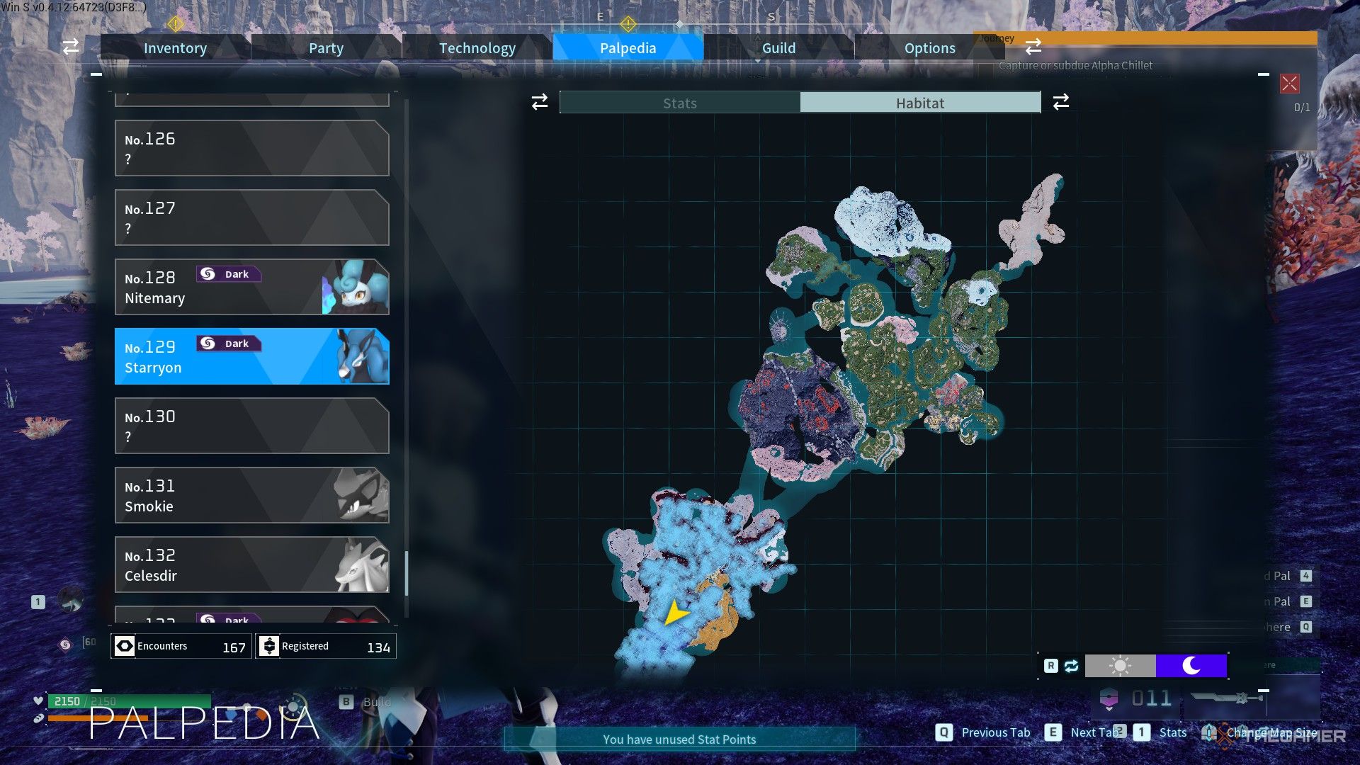 Starryon&rsquo;s location is shown on the map in Palworld.