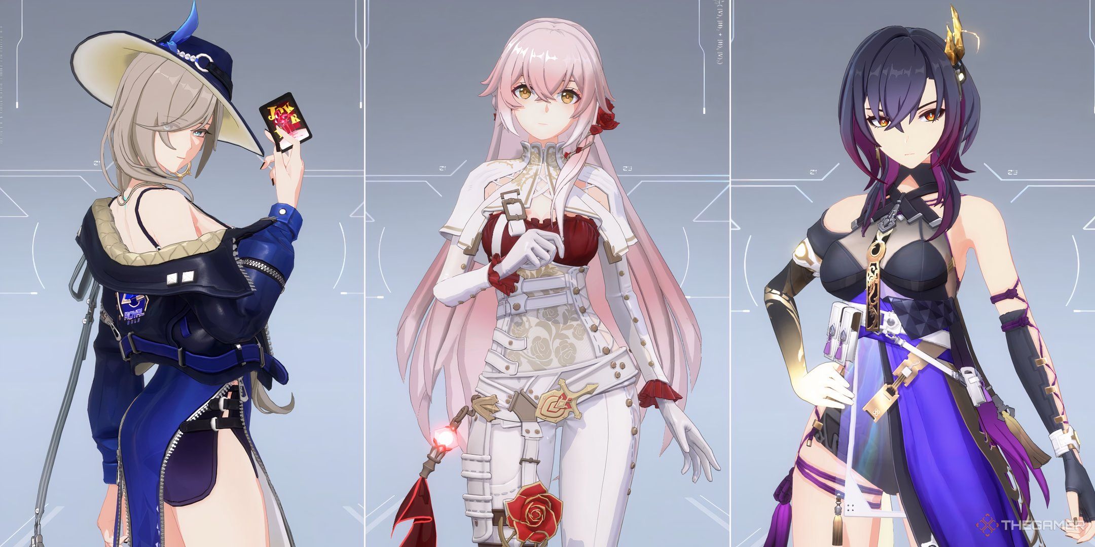 Strinova Galatea, Celestia, and Ming in the same screen.