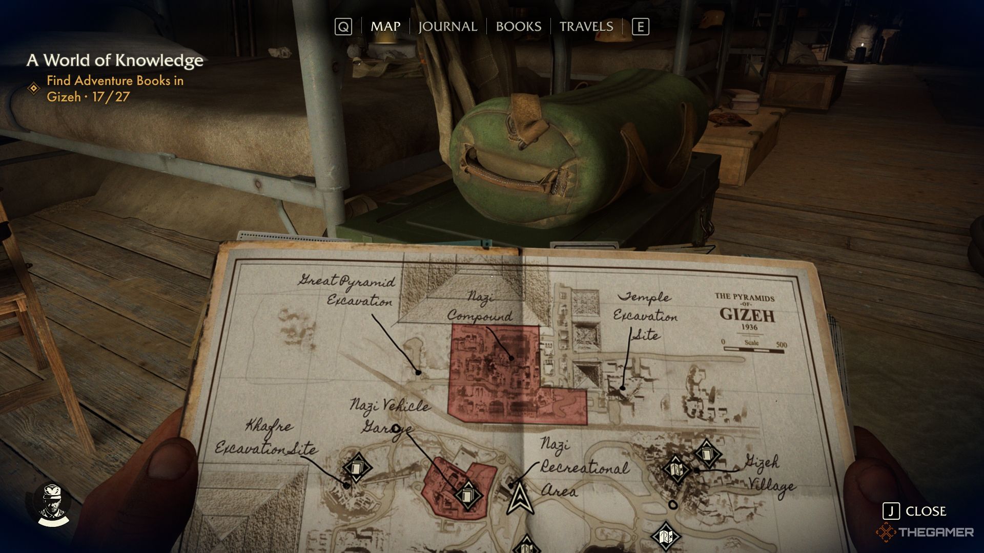 The Gizeh map showing the Slugger (1) Adventure Book location in Indiana Jones and the Great Circle.