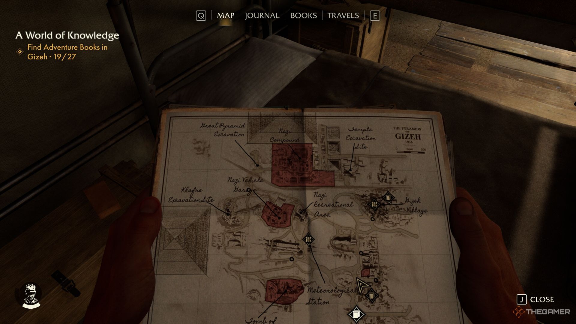 The Gizeh map showing the Street Scrapper (2) book location in Indiana Jones and the Great Circle.