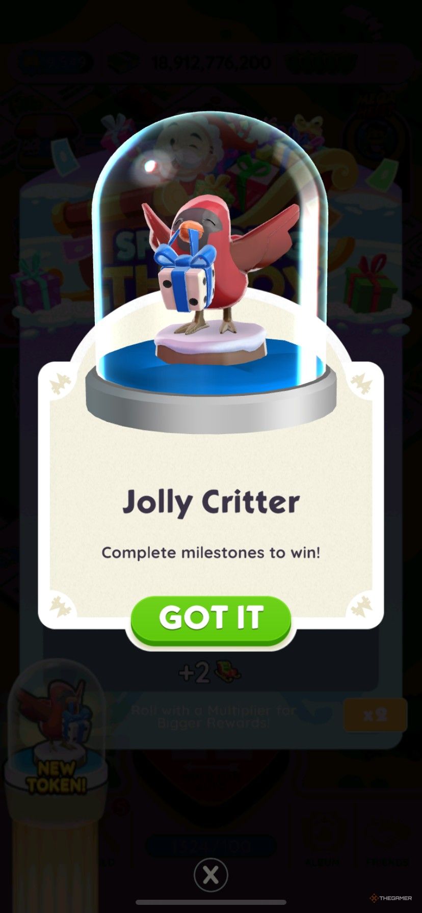 جایزه نمادین Jolly Critter از انتشار شادی در Monopoly Go.
