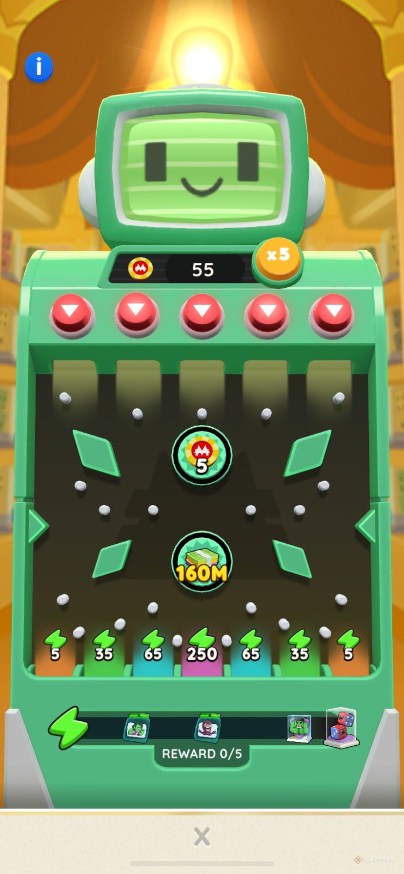 طرح‌بندی رویداد دسامبر Peg-E Deluxe Drop در Monopoly Go.