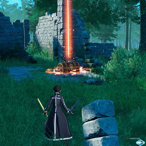 The player is standing next to chest no 1 from the first chapter&rsquo;s quest in Sword Art Online Fractured Daydream