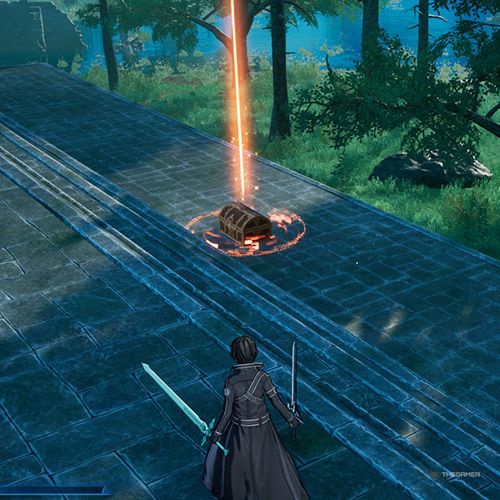 The player is standing next to chest no 3 from the first chapter&rsquo;s third quest in Sword Art Online Fractured Daydream