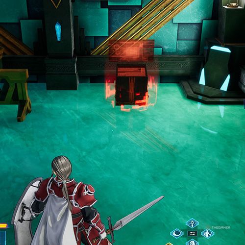 The player is standing next to the console no 1 from the third chapter&rsquo;s fourth quest in Sword Art Online Fractured Daydream