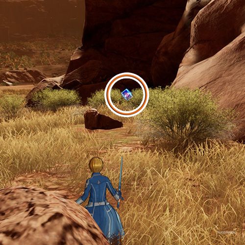 بازیکن در کنار سلول داده از تلاش ششم فصل اول در Sword Art Online Fractured Daydream ایستاده است.