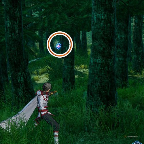 بازیکن در کنار سلول داده از اولین تلاش فصل دوم در Sword Art Online Fractured Daydream ایستاده است.