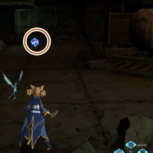 بازیکن در کنار سلول داده از تلاش جانبی اول فصل دوم در Sword Art Online Fractured Daydream ایستاده است.