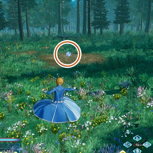 بازیکن در کنار سلول داده از اولین تلاش جانبی فصل سوم در Sword Art Online Fractured Daydream ایستاده است.