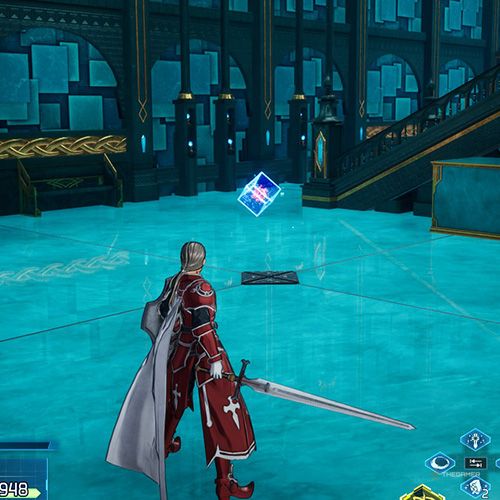 بازیکن در کنار سلول داده از تلاش چهارم فصل سوم در Sword Art Online Fractured Daydream ایستاده است.