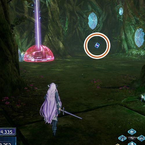 بازیکن در کنار سلول داده از تلاش دوم فصل پنجم در Sword Art Online Fractured Daydream ایستاده است.