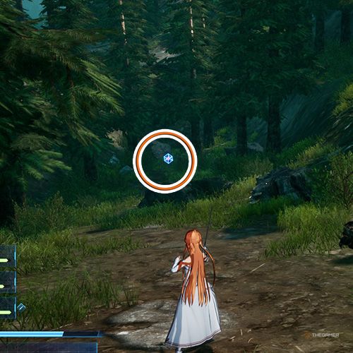 بازیکن در کنار مکعب داده از تلاش سوم فصل سوم در Sword Art Online Fractured Daydream ایستاده است.
