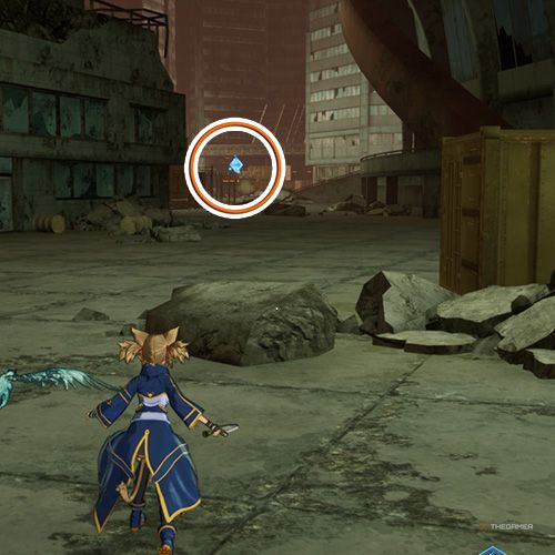 The player is standing next to the remnant no 1 from the second chapter&rsquo;s first side quest in Sword Art Online Fractured Daydream
