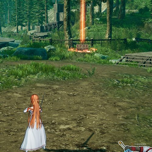 The player is standing next to the treasure chest 1 from the second chapter&rsquo;s first quest in Sword Art Online Fractured Daydream