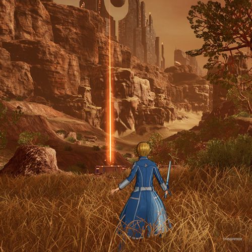 The player is standing next to the treasure chest 2 from the first chapter&rsquo;s sixth quest in Sword Art Online Fractured Daydream