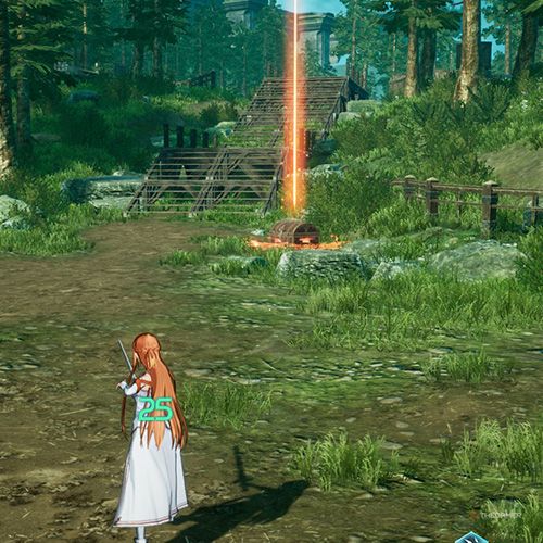 The player is standing next to the treasure chest 2 from the second chapter&rsquo;s first quest in Sword Art Online Fractured Daydream