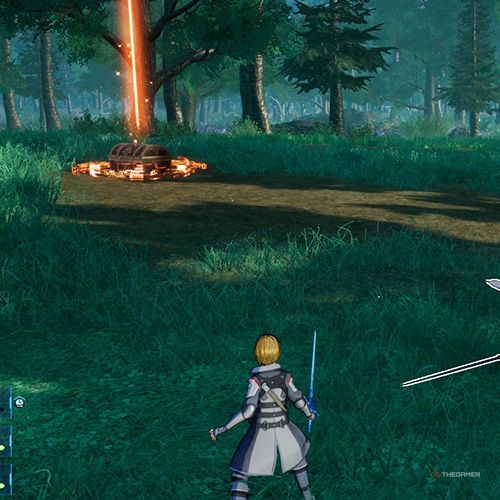 The player is standing next to the treasure chest no 1 from the fifth chapter&rsquo;s first quest in Sword Art Online Fractured Daydream
