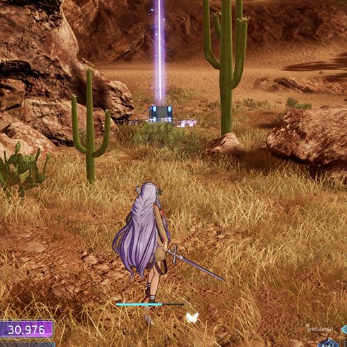 The player is standing next to the treasure chest no 1 from the third chapter&rsquo;s second quest in Sword Art Online Fractured Daydream