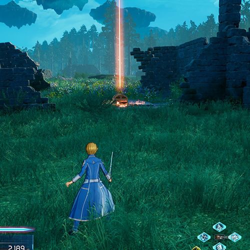 The player is standing next to the treasure chest no 2 from the third chapter&rsquo;s first side quest in Sword Art Online Fractured Daydream