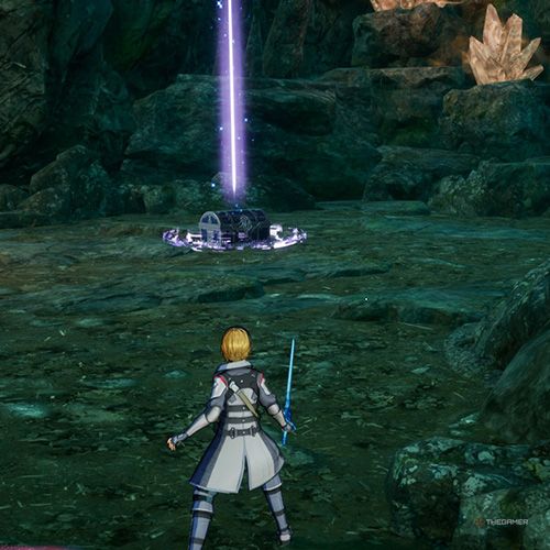 The player is standing next to the treasure chest number three from the additional quest one in Sword Art Online Fractured Daydream
