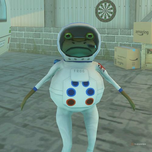 The player is wearing the Astronaut costume in Amazing Frog