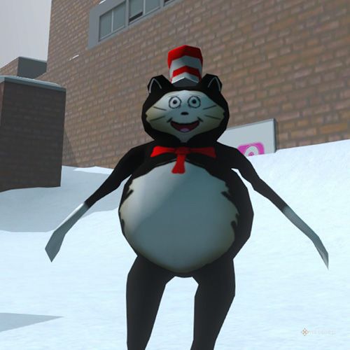 The player is wearing the Cat In The Hat costume in Amazing Frog
