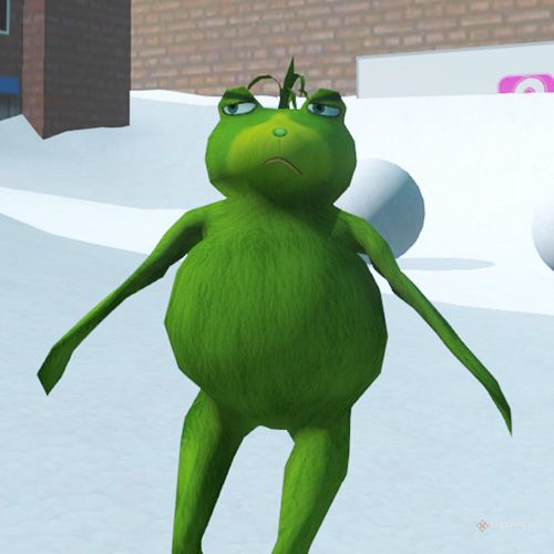 The player is wearing the Grinch Frog costume in Amazing Frog