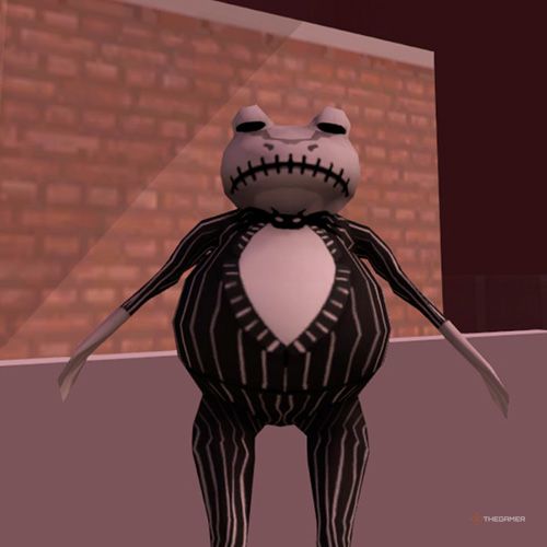 The player is wearing the Jack Frog costume in Amazing Frog